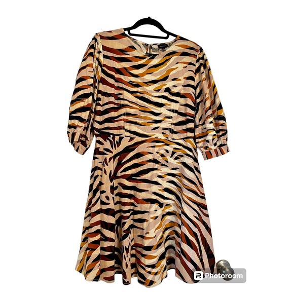 NWOT WHO WHAT WEAR CHEETAH ANIMAL PRINT CHEETAH PUFF SLEEVE DRESS SIZE  LARGE‎ - Picture 2 of 5